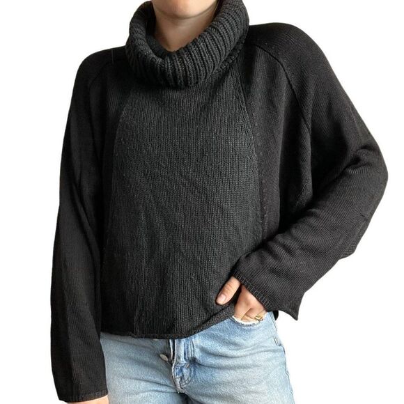Helmut Lang Womens Black Alpaca Blend Oversized Turtleneck Lightweight Sweater - Picture 3 of 9